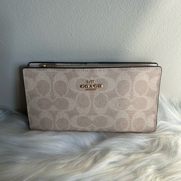 Coach Handbags - Coach Slim Wallet Chalk White‎ Signature Canvas Leather C4452 Excellent